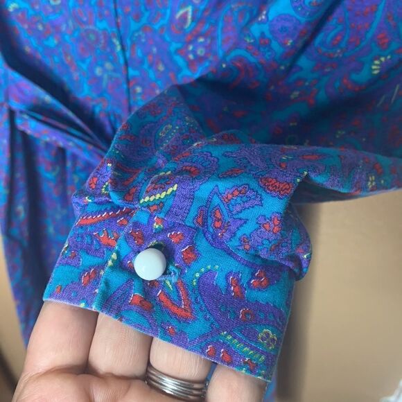 Neiman Marcus Paisley & Lace Vintage Dress Size 14 - Picture 5 of 12